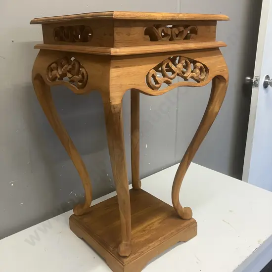 Teak Oriental Plant Stand Display Table. H58 W35 D34.5cm