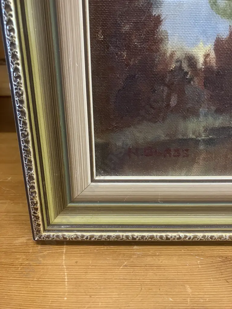 N N Glass 'Autumn Peace' Lake Rotoiti - Nelson '89 Framed Oil Painting, Signed. 38 x 48cm Image 1++