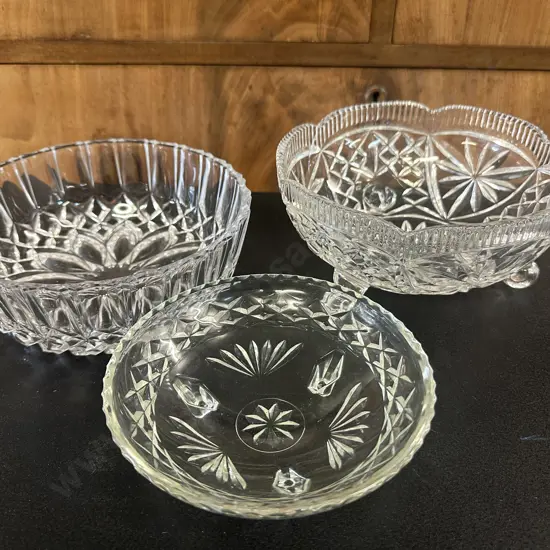 Assorted Crystal Bowls Including Tri Footed