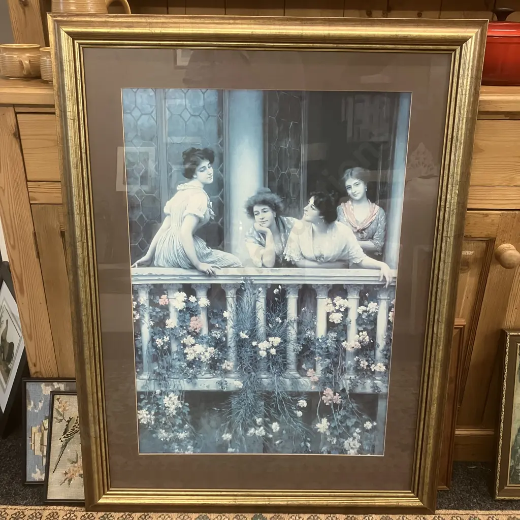 Eugene De Blaas The Balcony (1911) Glazed Framed Art Print. 105.5 x 80cm Image 1++