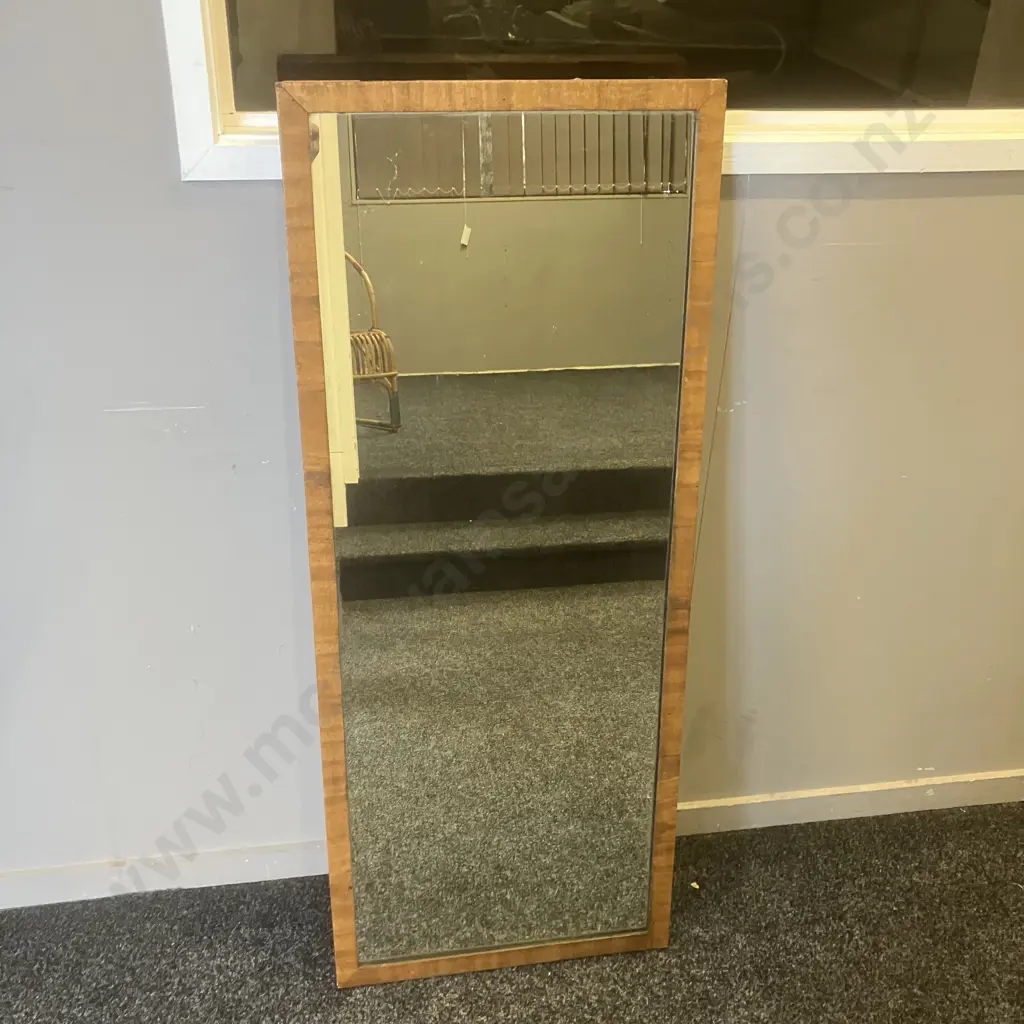 Antique Wooden Framed Rectangular Mirror. H111 W45 D3cm Image 1++