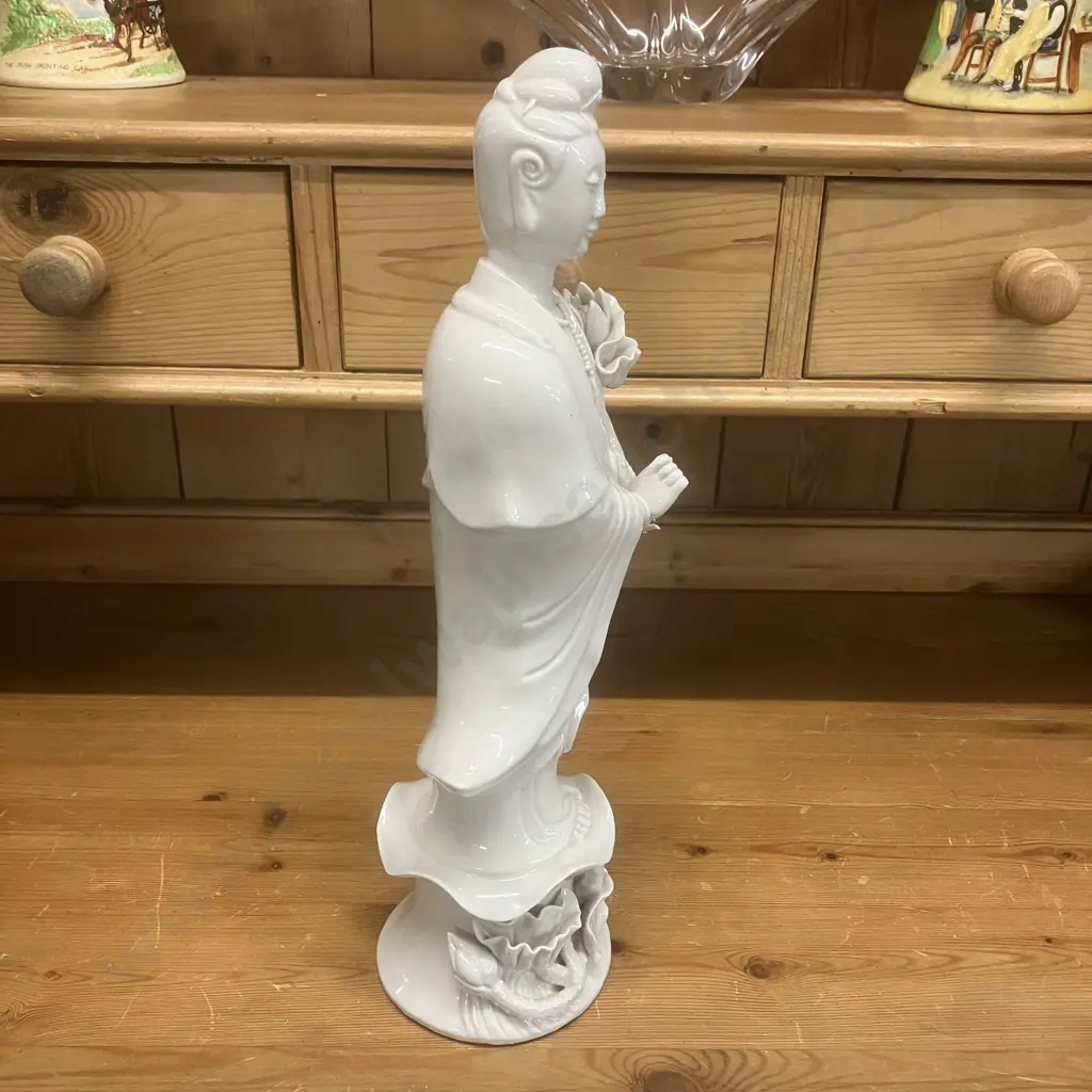 Vintage Chinese Wai Ming Guanyin Goddess Porcelain Figure Made In Hong Kong. H41cm (Damage to Fingers) Image 1++