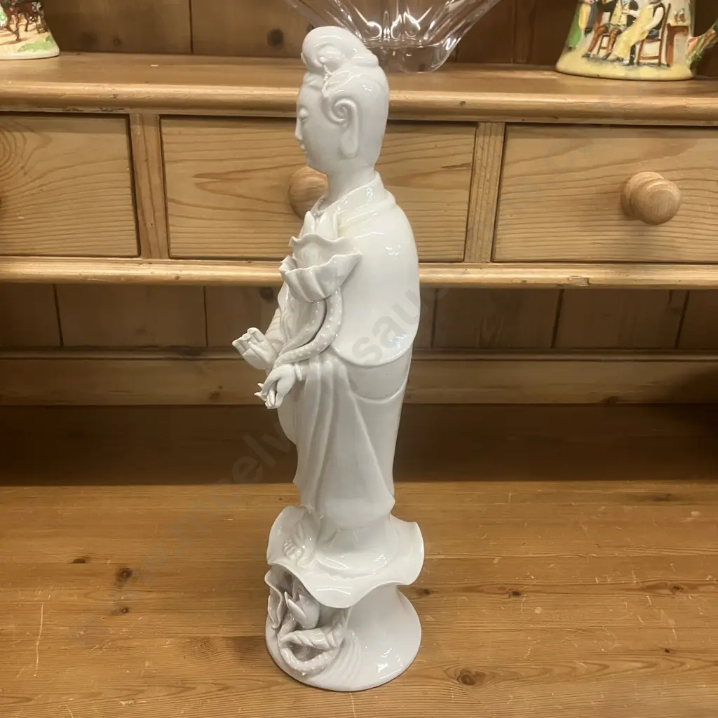 Vintage Chinese Wai Ming Guanyin Goddess Porcelain Figure Made In Hong Kong. H41cm (Damage to Fingers) Image 1++