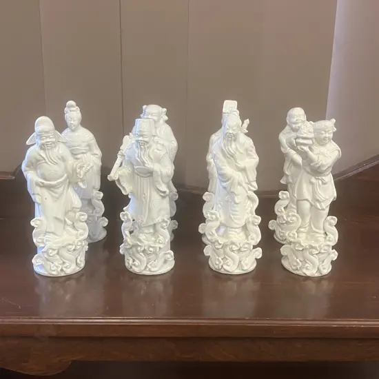 Chinese Blanc De Chine Porcelain Figural Group of the Eight Immortals. H16cm
