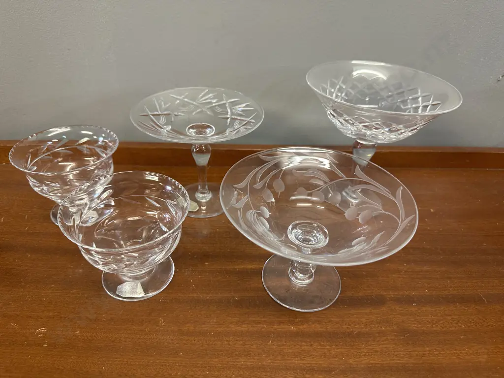 Crystal Tassas & Sundae Dishes Including Harbridge Crystal Image 1++