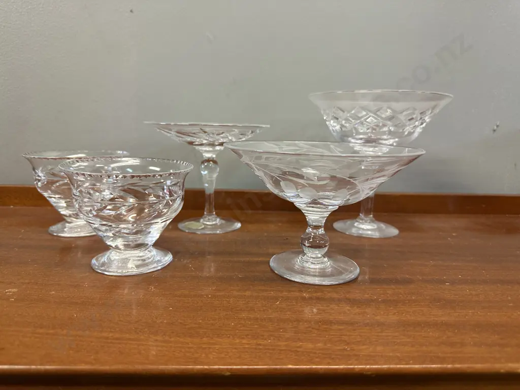 Crystal Tassas & Sundae Dishes Including Harbridge Crystal Image 1++