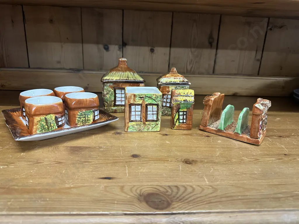 Selection Of Vintage Price Kensington 'Ye Olde Cottage' Egg Cups With Under Plate, Lidded Dishes Etc Image 1++