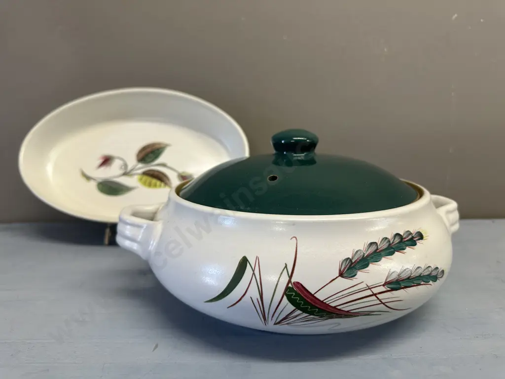 Denby Stoneware Lidded Casserole Dish & Oval Serving Dish Image 1++