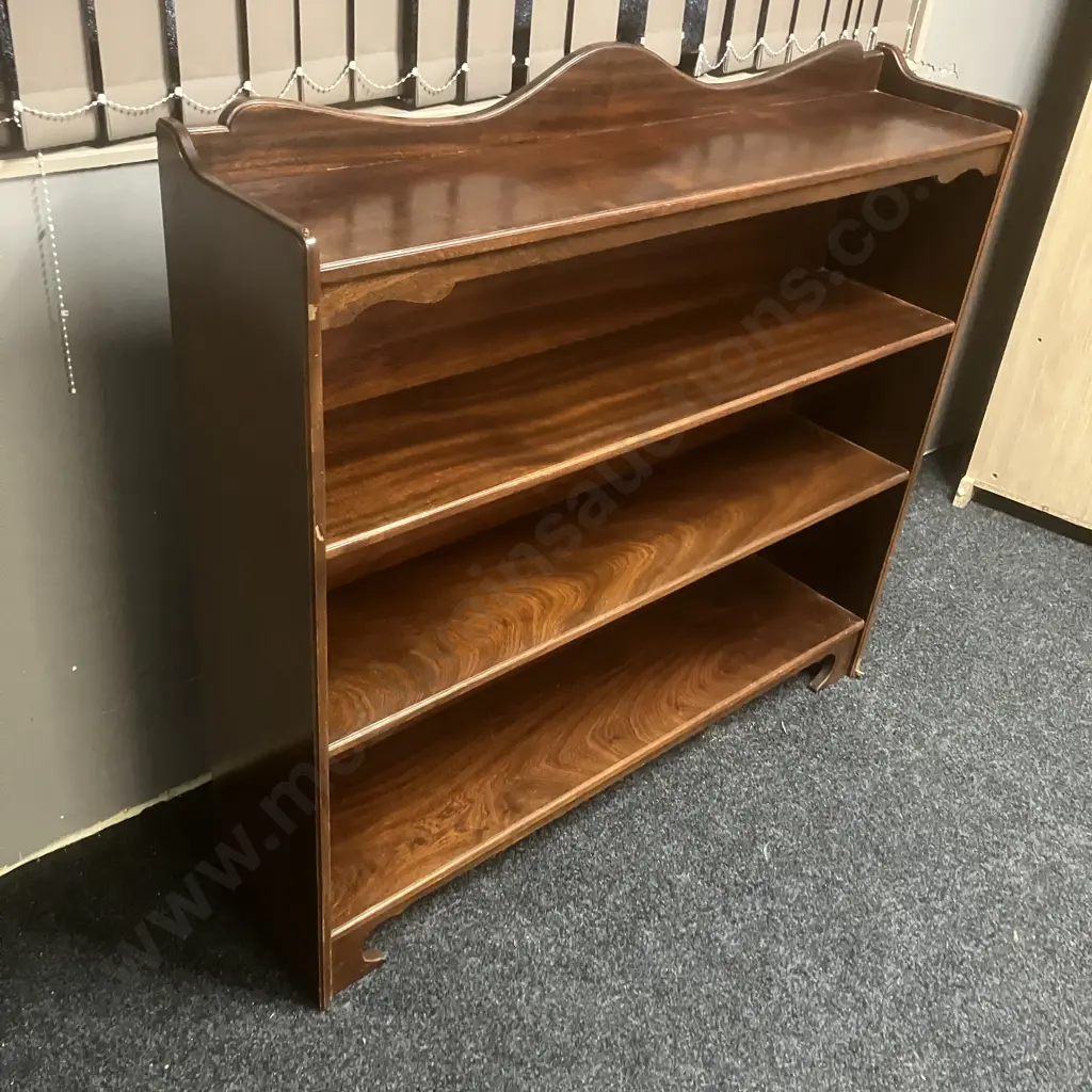 Mahogany Bookcase, 4 Shelves, Curved Top. H114 W122 D27cm Image 1++