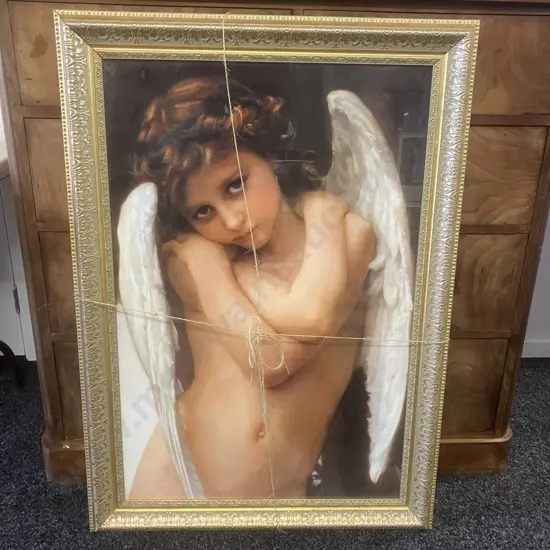 Large Cupidon Poster Glazed & Framed (Frame Coming Apart). 104 x 74cm