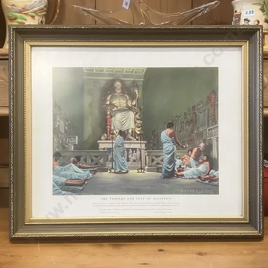 'The Temples and Cult of Asclepius'  A History of Medicine Robert Thom Framed Print. 41 x 49cm