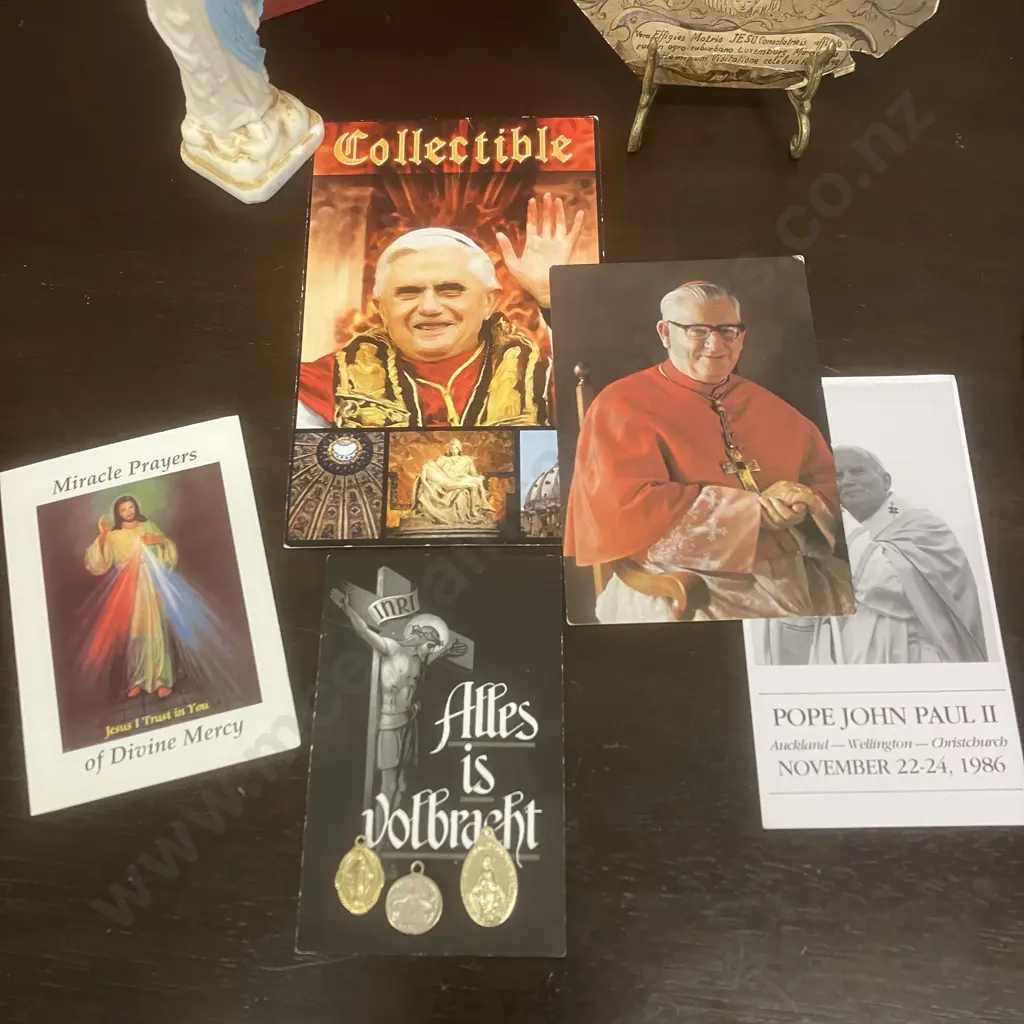 Vintage Our Lady of Lourdes Figurine H15cm, Holy Water Font, A Bible & Assorted Religious Items Image 1++