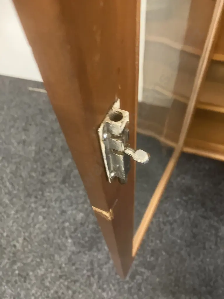 Antique Glazed Double Door Display Cabinet With Key. H141 W129 D32cm Image 1++