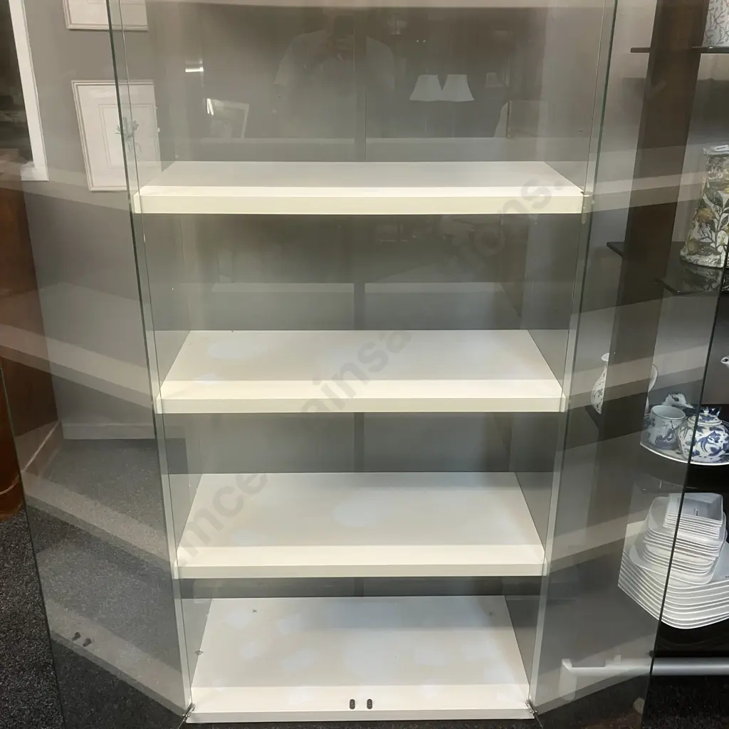 Glass Double Door Display Cabinet. H162 W81 D39.5cm Image 1++