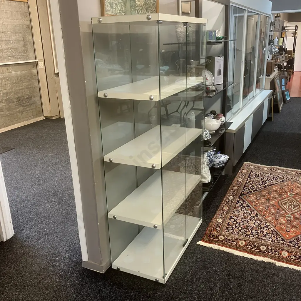 Glass Double Door Display Cabinet. H162 W81 D39.5cm Image 1++