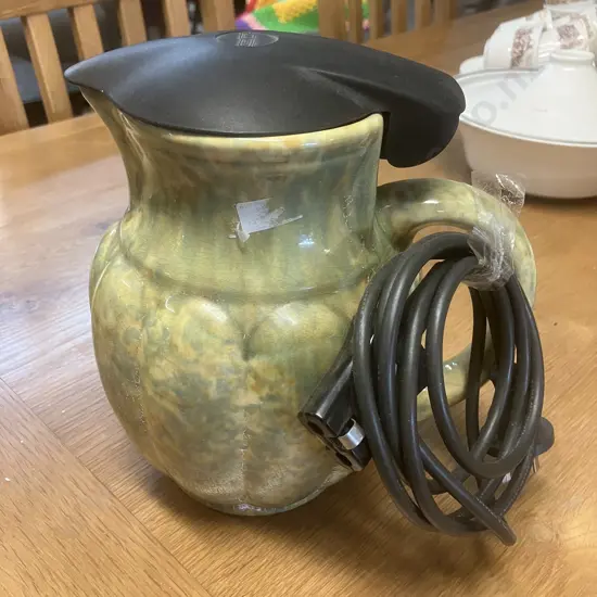 Temuka Ware Pottery Electric Jug,  "Hi.Speed" On Lid, Majolica Type Glaze, Impressed Mark to Base (As Found Condition)