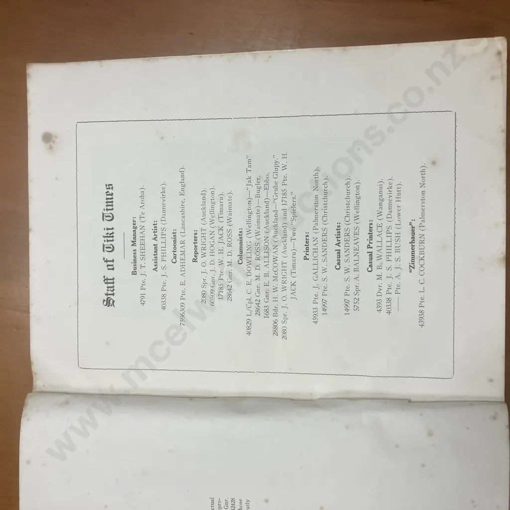 The Tiki Times - Souvenir Booklet of Camp Newspaper for POWs at E535, Milwitz, Upper Silesia, July 1944 to January 1945 Image 1++