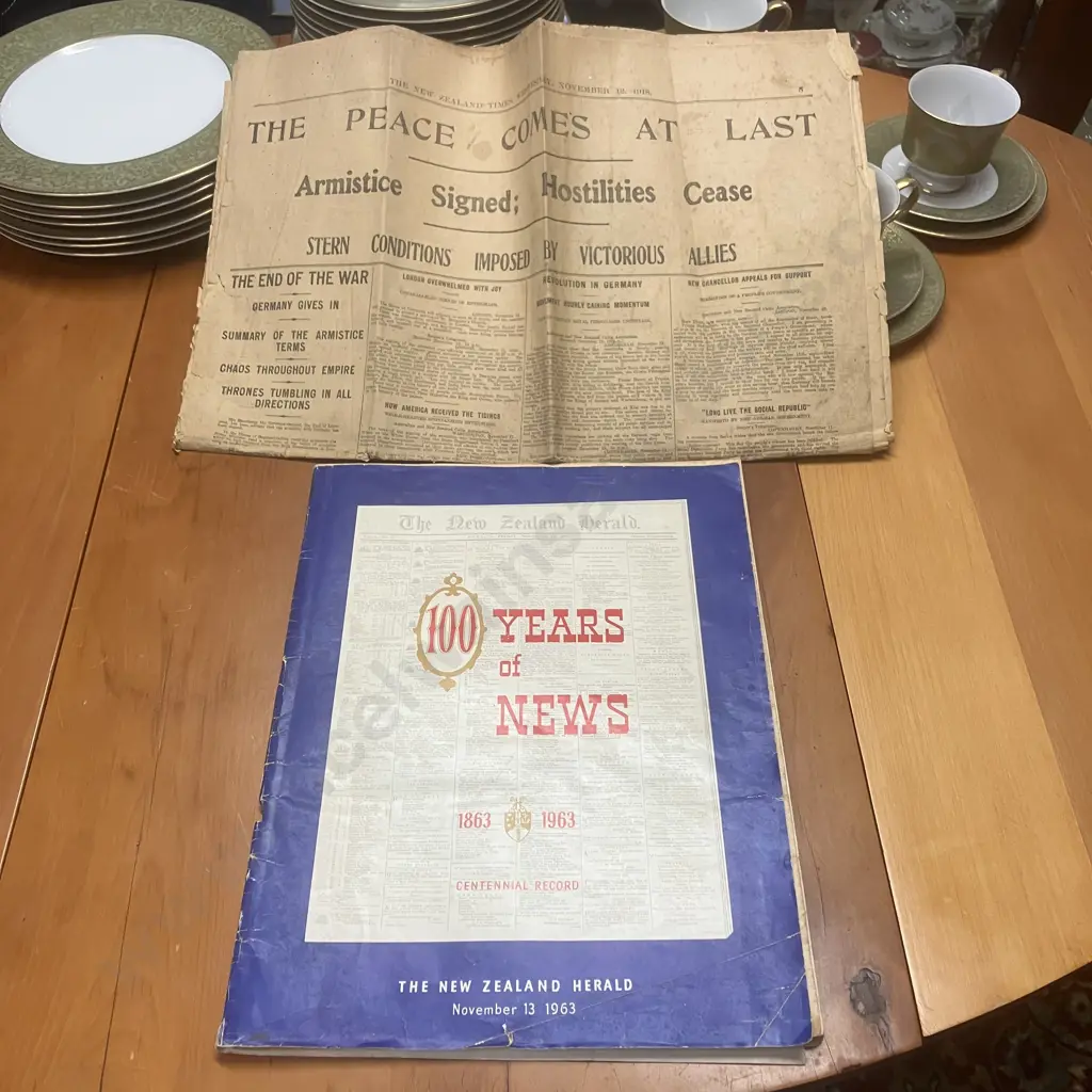 OLD NEWSPAPER: The New Zealand Times, Wed, Nov 13.1918 "Armistice Signed; Hostilities Cease" Image 1++