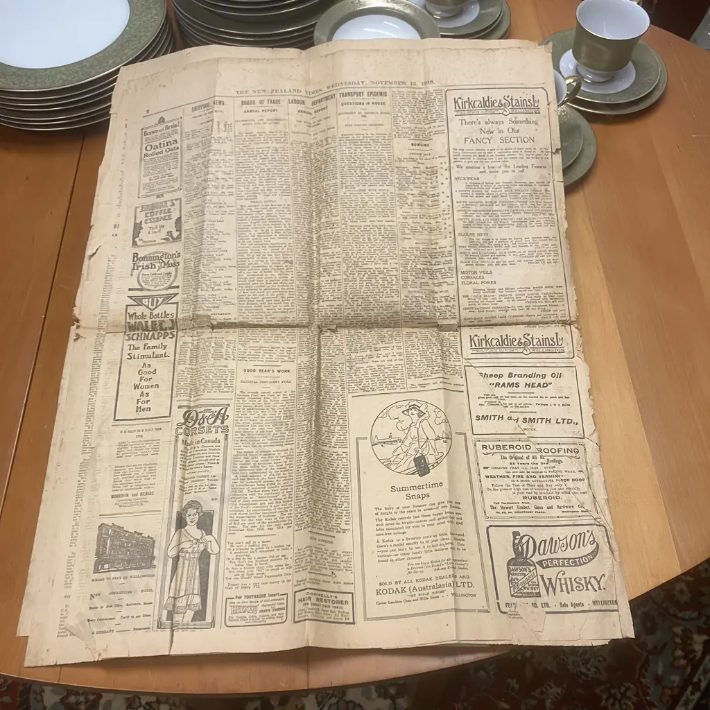 OLD NEWSPAPER: The New Zealand Times, Wed, Nov 13.1918 "Armistice Signed; Hostilities Cease" Image 1++