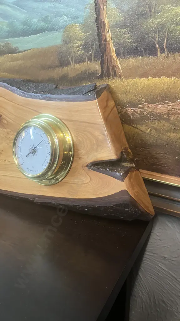 Weather Station Mounted On Timber. H20 W57 D5.5cm Image 1++