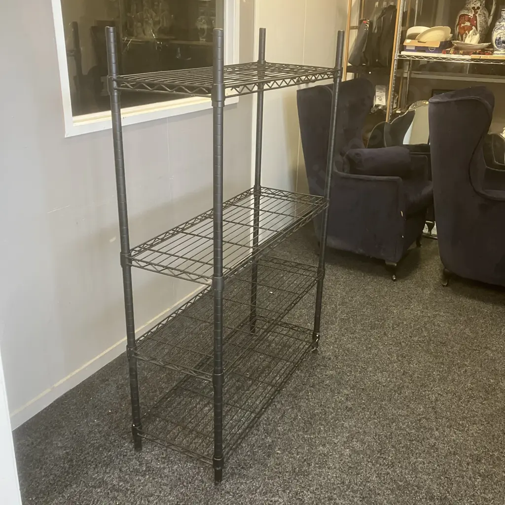 Black Steel Shelf  With 4 Adjustable Shelves. H138 W91 D35cm Image 1++