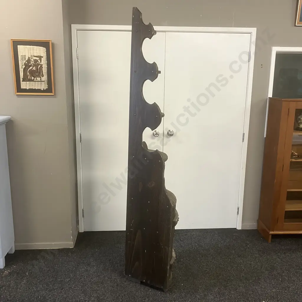 Large Rustic Pine Wooden 5 Shelf Corner Cabinet, 2 Doors At Base. As Found. H203 W54 D38cm Image 1++