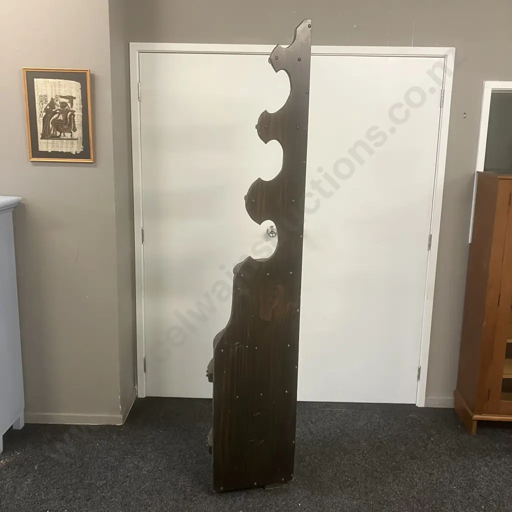 Large Rustic Pine Wooden 5 Shelf Corner Cabinet, 2 Doors At Base. As Found. H203 W54 D38cm Image 1++