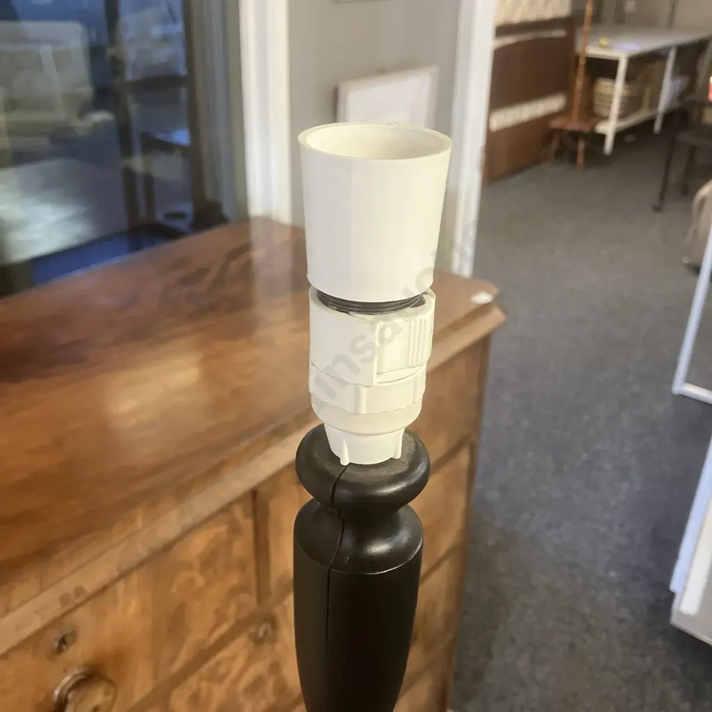 Wooden Pedestal Lamp Painted Black (Plug Cut Off) H157cm Image 1++