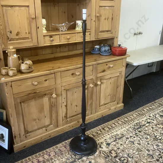 Wooden Pedestal Lamp Painted Black (Plug Cut Off) H157cm