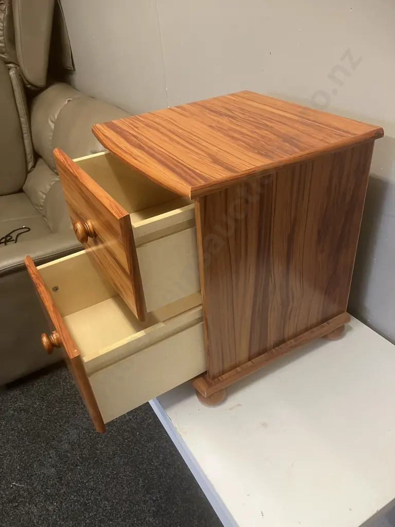 Rimu Effect 2 Drawer Bedside. H46 W39.5 D40cm Image 1++