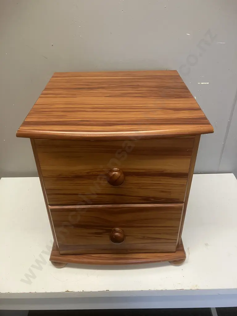 Rimu Effect 2 Drawer Bedside. H46 W39.5 D40cm Image 1++
