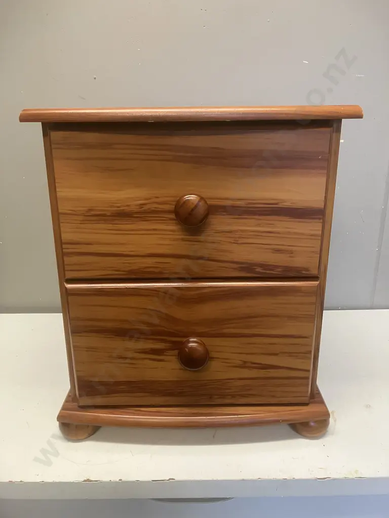 Rimu Effect 2 Drawer Bedside. H46 W39.5 D40cm Image 1++