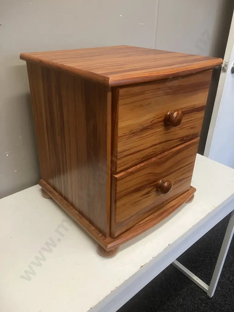 Rimu Effect 2 Drawer Bedside. H46 W39.5 D40cm Image 1++