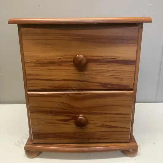 Rimu Effect 2 Drawer Bedside. H46 W39.5 D40cm
