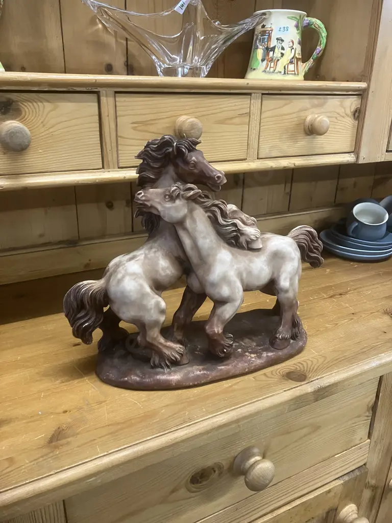 G. Ruggeri Sculpture of Two Horses Fighting. 30 x 38cm Image 1++