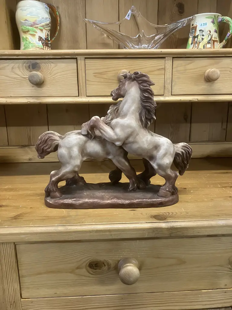 G. Ruggeri Sculpture of Two Horses Fighting. 30 x 38cm Image 1++