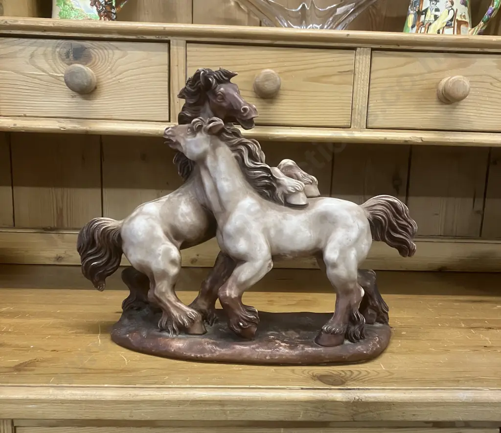 G. Ruggeri Sculpture of Two Horses Fighting. 30 x 38cm Image 1++
