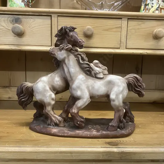 G. Ruggeri Sculpture of Two Horses Fighting. 30 x 38cm