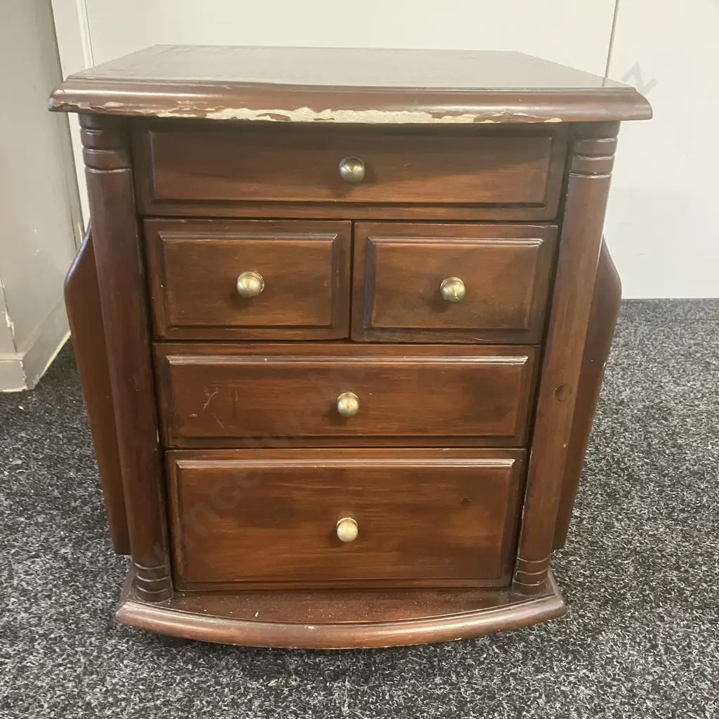 5 Drawer Side Table On Castors With Magazine Sleeves. H47 W42 D34cm Image 1++