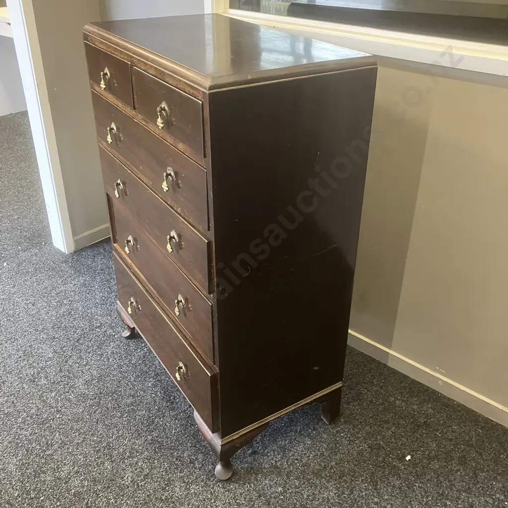 Queen Anne Style 6 Drawer Chest. H107 W73 D41cm Image 1++