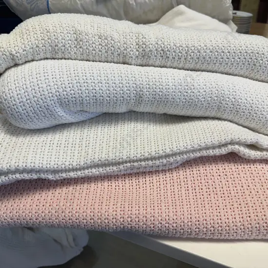 Selection Of Vintage Cotton Blankets Pink/ White Tones