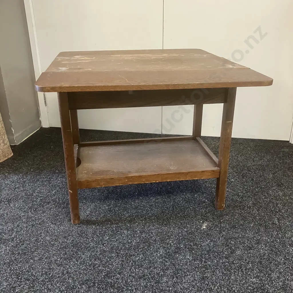 Art Deco Oak Tea Trolley With Drawer (Not Mobile). H60 W71 D47cm Image 1++
