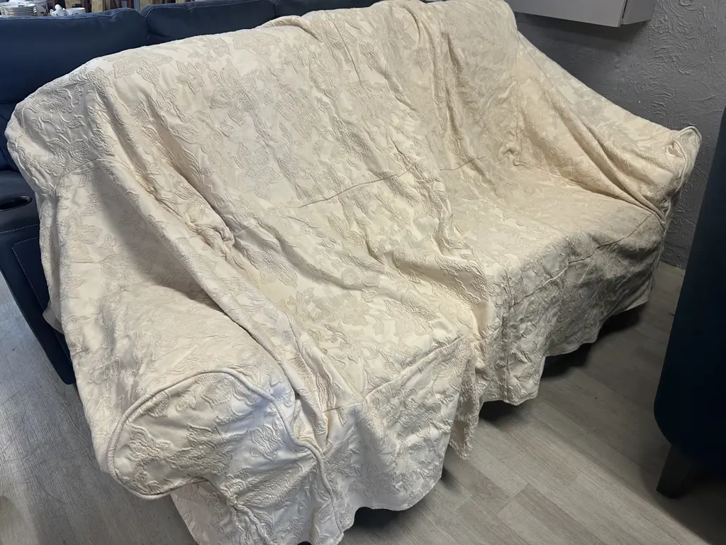 Rolled Arm Buttercream Couch Cover, Cushion Covers & Selection Of Cushions Image 1++