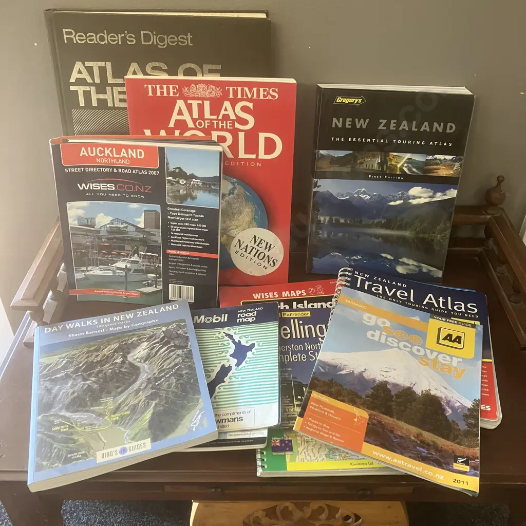 New Zealand Maps, Walks, Pair of World Atlas's Image 1++