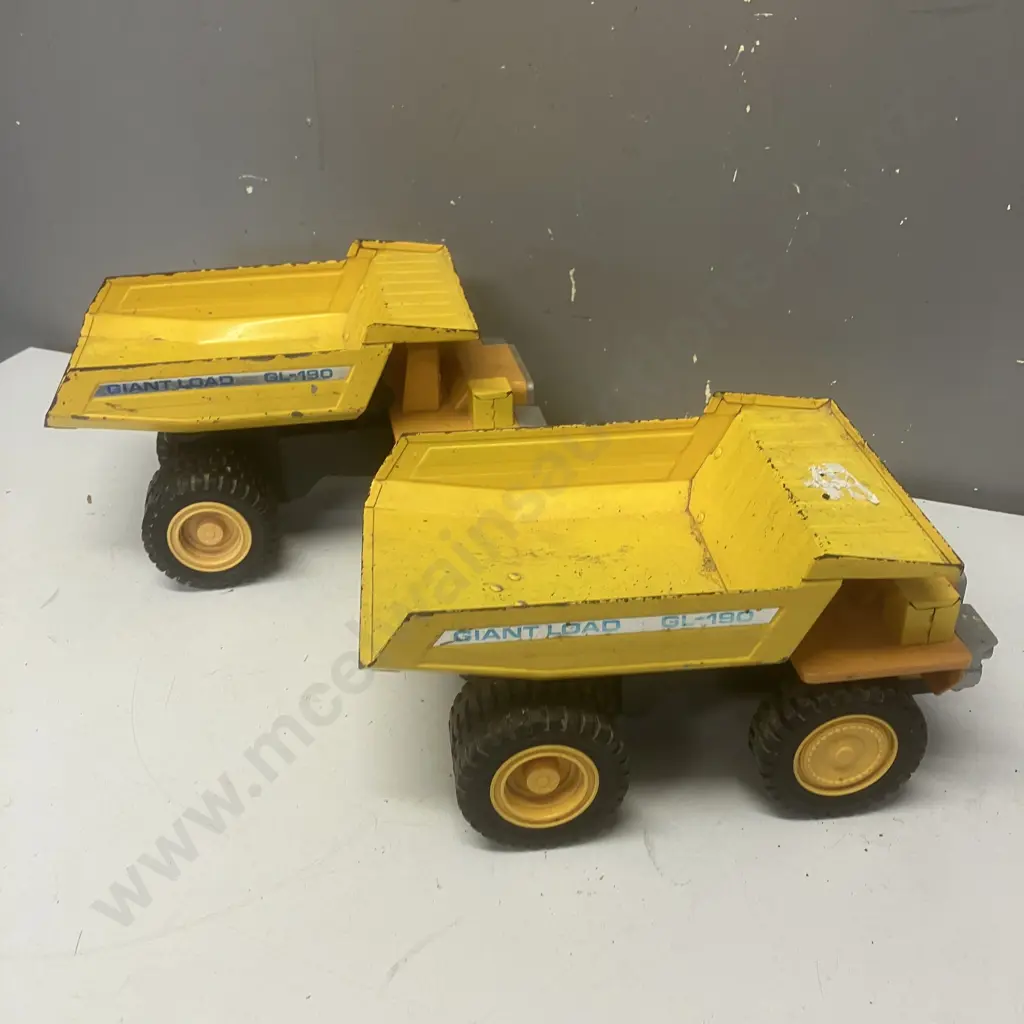 Pair of Rare Vintage Kai Yip Pressed Steel KY Giant Load GL-190 Mining Dump Trucks. 13 x 24.5cm Image 1++