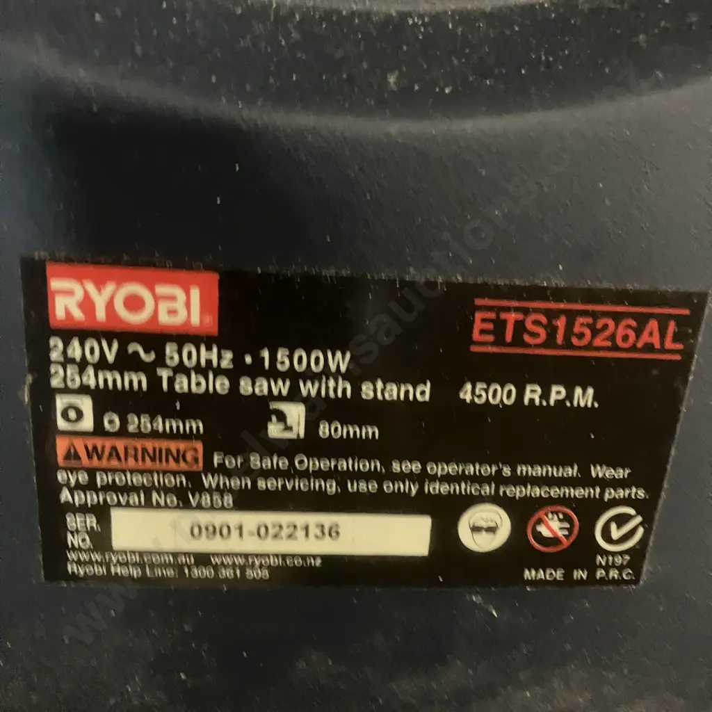 Ryobi 1500W, 254mm (10-inch) Table Saw Model ETS1526AL Image 1++