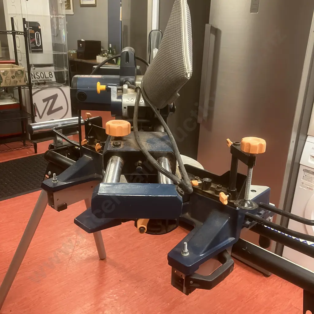 Ryobi 315mm Compound Mitre Saw Model EMS2431SCL With Ryobi AMS-02 Mitre Saw Stand With Rollers Image 1++