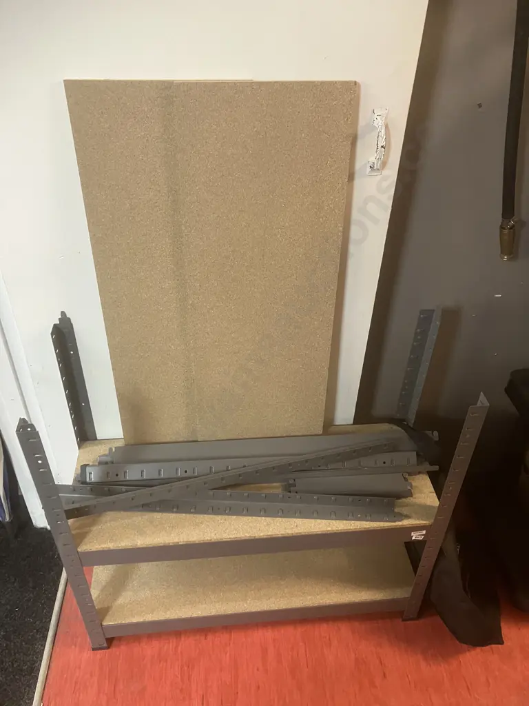 Grey Steel Shelf With MDF Shelves (Part Assembled) Image 1++