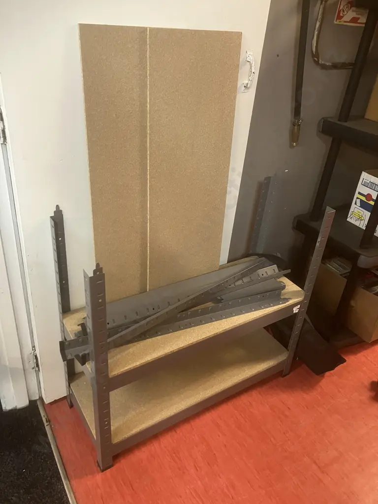 Grey Steel Shelf With MDF Shelves (Part Assembled) Image 1++