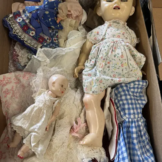Assorted Vintage Dolls & Clothing